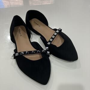 Torrid Shoes Dorsay Flats Studded Pointed Toe Black Suede Style 10WW